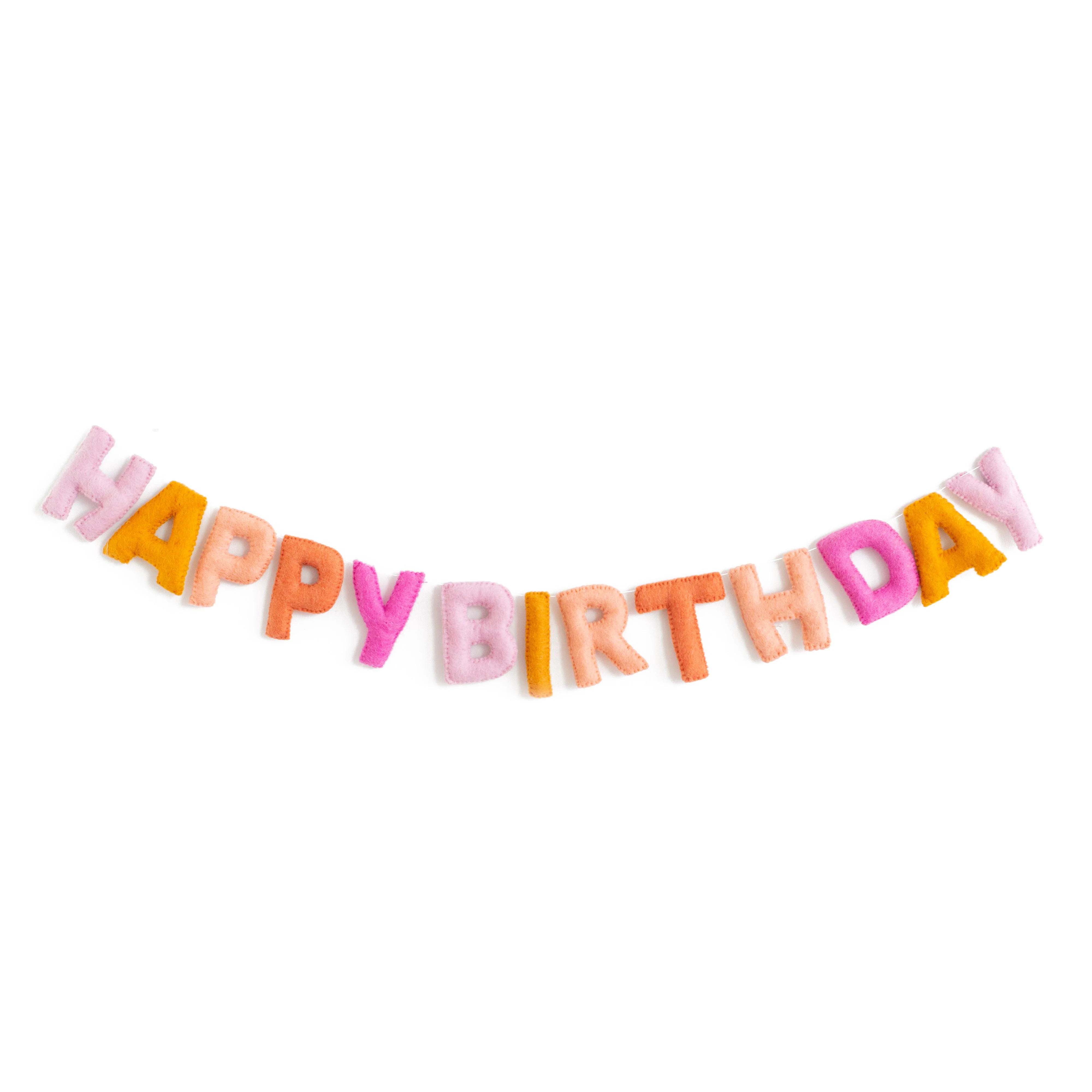 Happy Birthday Wool Felt Garland, Pink | Shop Sweet Lulu