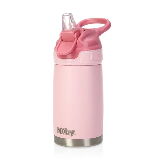 Nuby Thirsty Kids No Spill Flip-It Reflex Stainless Steel Sippy Cup, 10 oz, Pink | Walmart (US)