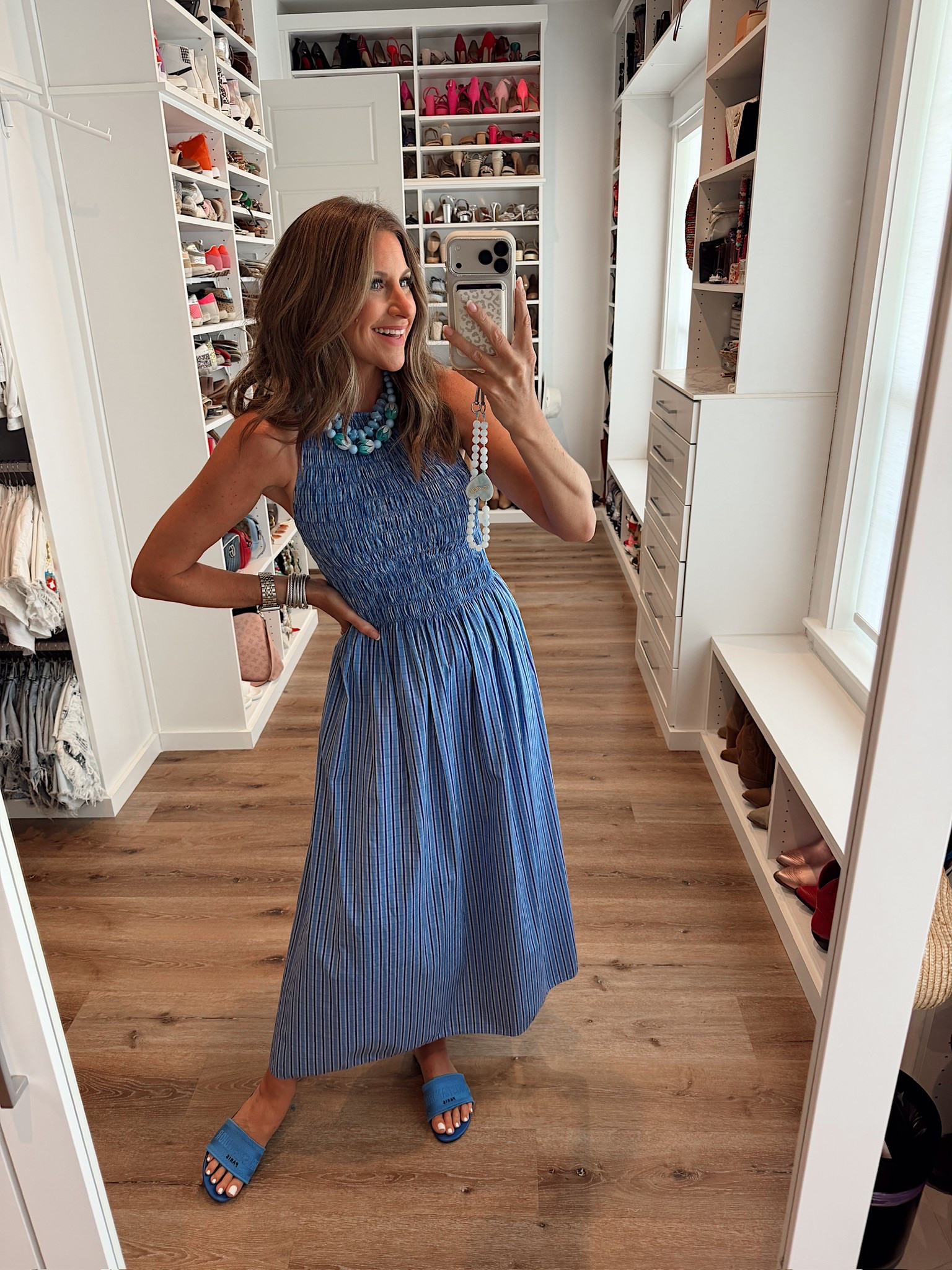 In a small dress, sandals, necklaces and accessories- fits tts.

#LTKgrwm #LTKootd #LTKSeasonal