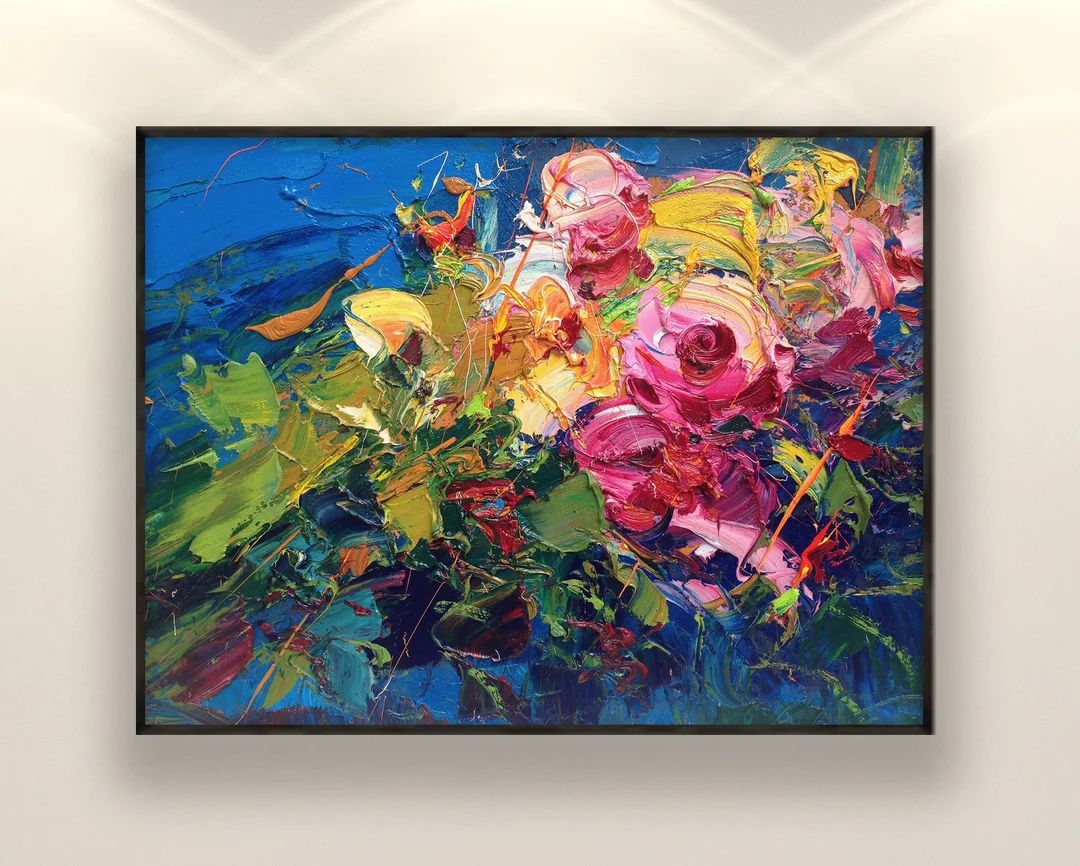 Flowers Painting on Canvas, Original Art, Rose Painting, Impressionist Painting, Floral Painting,... | Etsy (US)