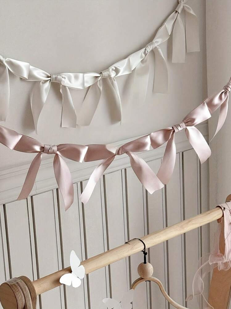 Bowknot Handmade Ribbon Pull Flower Banner Decoration Popular Layout Decoration(Length 60cm,8 Bow... | SHEIN