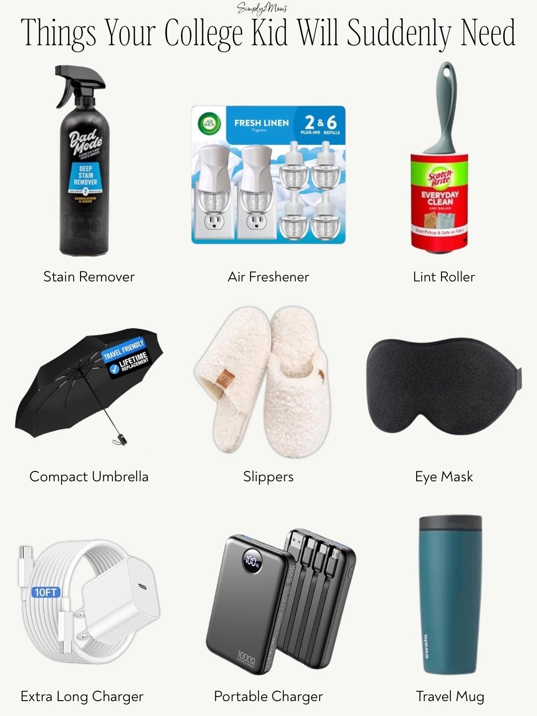 It’s funny how fast the “we have everything” list turns into the “can you send me this?” list.

These are the little things college kids suddenly realize they need once they’re actually living on their own. A lint roller, umbrella, extra-long charger, portable charger, slippers, stain remover...nothing exciting, but all VERY useful.

Basically, the stuff that didn’t make the original college packing list but somehow ends up being needed anyway.

#LTKU #LTKHome