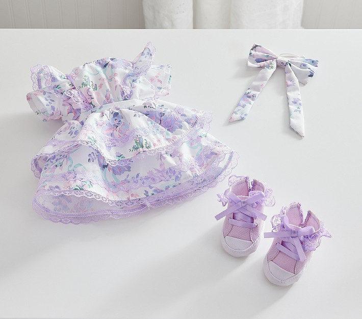 LoveShackFancy Designer Doll Lavender Damask Floral Dress Outfit | Pottery Barn Kids