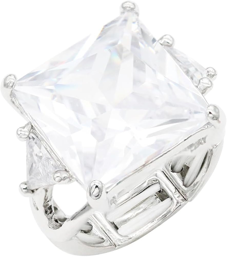 Lavencious Big Bold CZ Stones Stretch Statement Rings for Women Size 7-9 | Amazon (US)