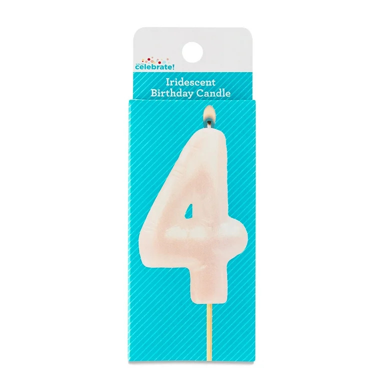 Iridescent Number 4 Birthday Candle, by Way To Celebrate | Walmart (US)