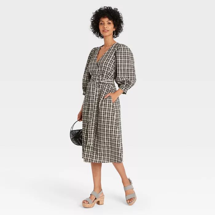 Women's 3/4 Sleeve Wrap Dress - A New Day™ | Target