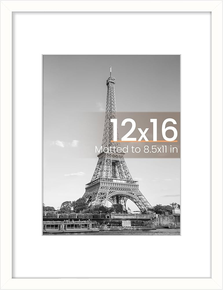 upsimples 12x16 Picture Frame, Display Pictures 8.5x11 with Mat or 12x16 Without Mat, Wall Hangin... | Amazon (US)
