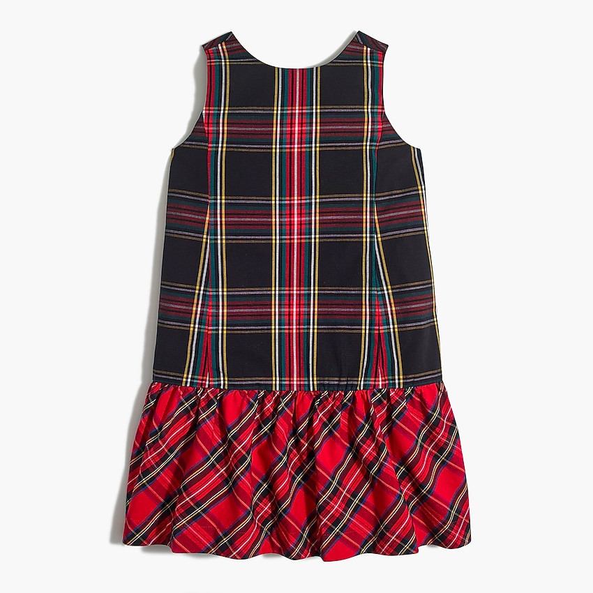 Girls' bow-back mixed Stewart plaid dress | J.Crew Factory