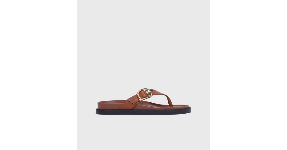 London Rebel Tan Faux Leather Sandals | New Look | New Look (UK)