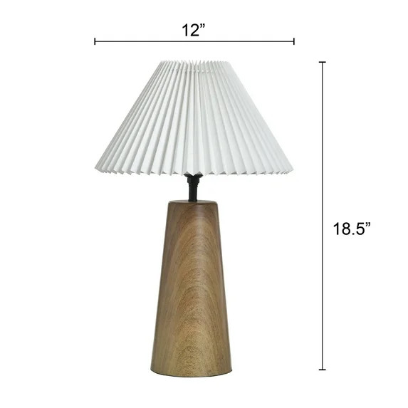 Better Homes & Gardens Wood Grain Finish Table Lamp with Pleated Shade | Walmart (US)