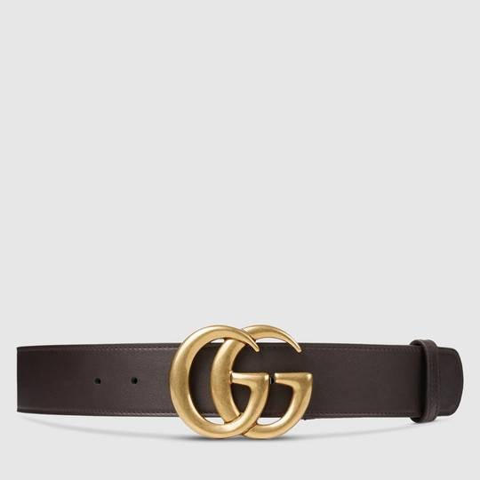 Leather belt with double G buckle | Gucci (US)