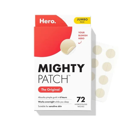 Hero Cosmetics Mighty Patch Original, Nighttime Hydrocolloid Acne Pimple Patch, 72 Count | Walmart (US)