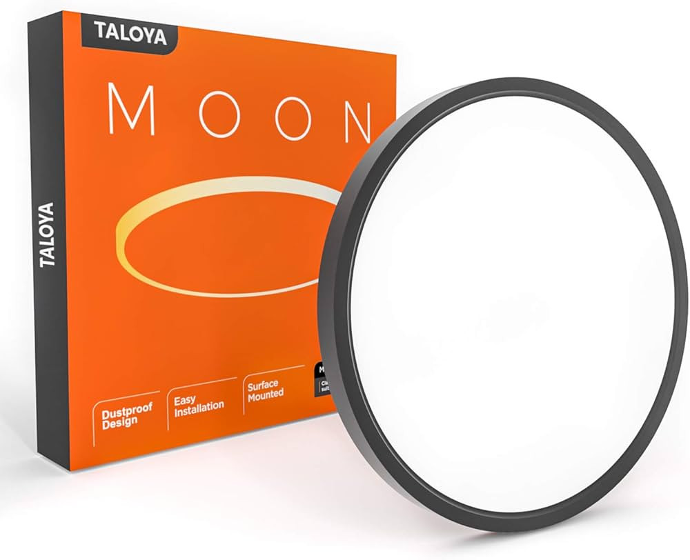 TALOYA Flush Mount LED Ceiling Light Fixture Black,12 Inch 20 Watt, Thin Ceiling Lamp Surface Mou... | Amazon (US)