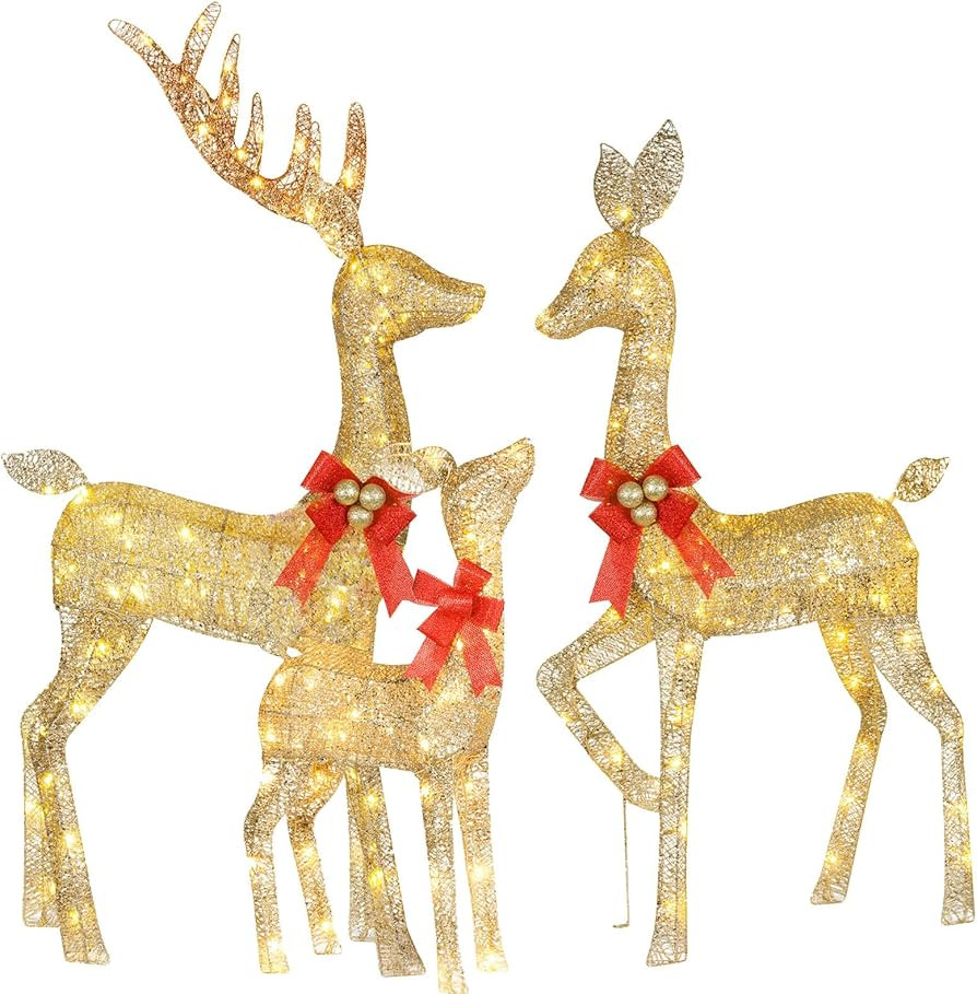 Lighted Christmas Decoration Deer 3 Piece, HOYECHI Light up Christmas Decor Reindeer Family Set f... | Amazon (US)