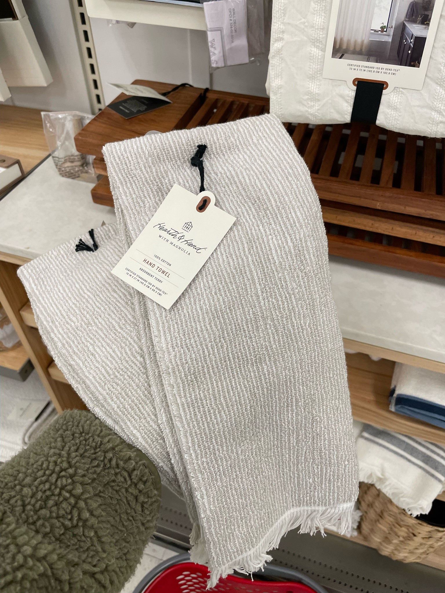 Microstripe Terry Cotton Hand Towel Taupe - Hearth & Hand with Magnolia