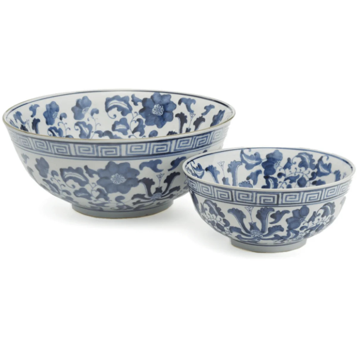 Set of 2 Blue and White Lotus Flower Lianzu Decorative Bowls | The Well Appointed House, LLC