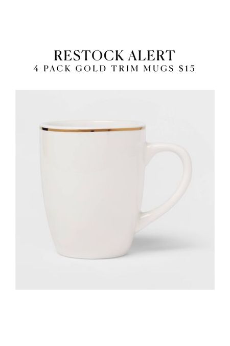 4 pack Gold trim mug set only $15! 

Coffee mugs, stoneware, Target, white and gold mugs, studio McGee threshold 

#LTKhome #LTKsalealert #LTKunder50