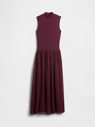 Modern Mockneck Mixed Media Maxi Dress | Gap (US)