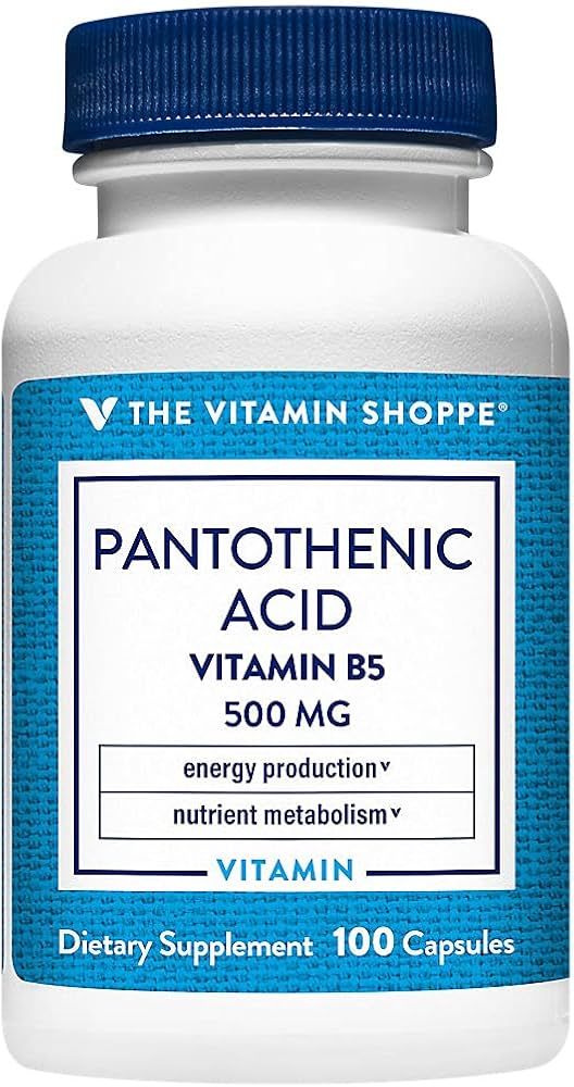 The Vitamin Shoppe Pantothenic Acid 500MG, with Vitamin B5, Supports Energy Production & Hair, Sk... | Amazon (US)