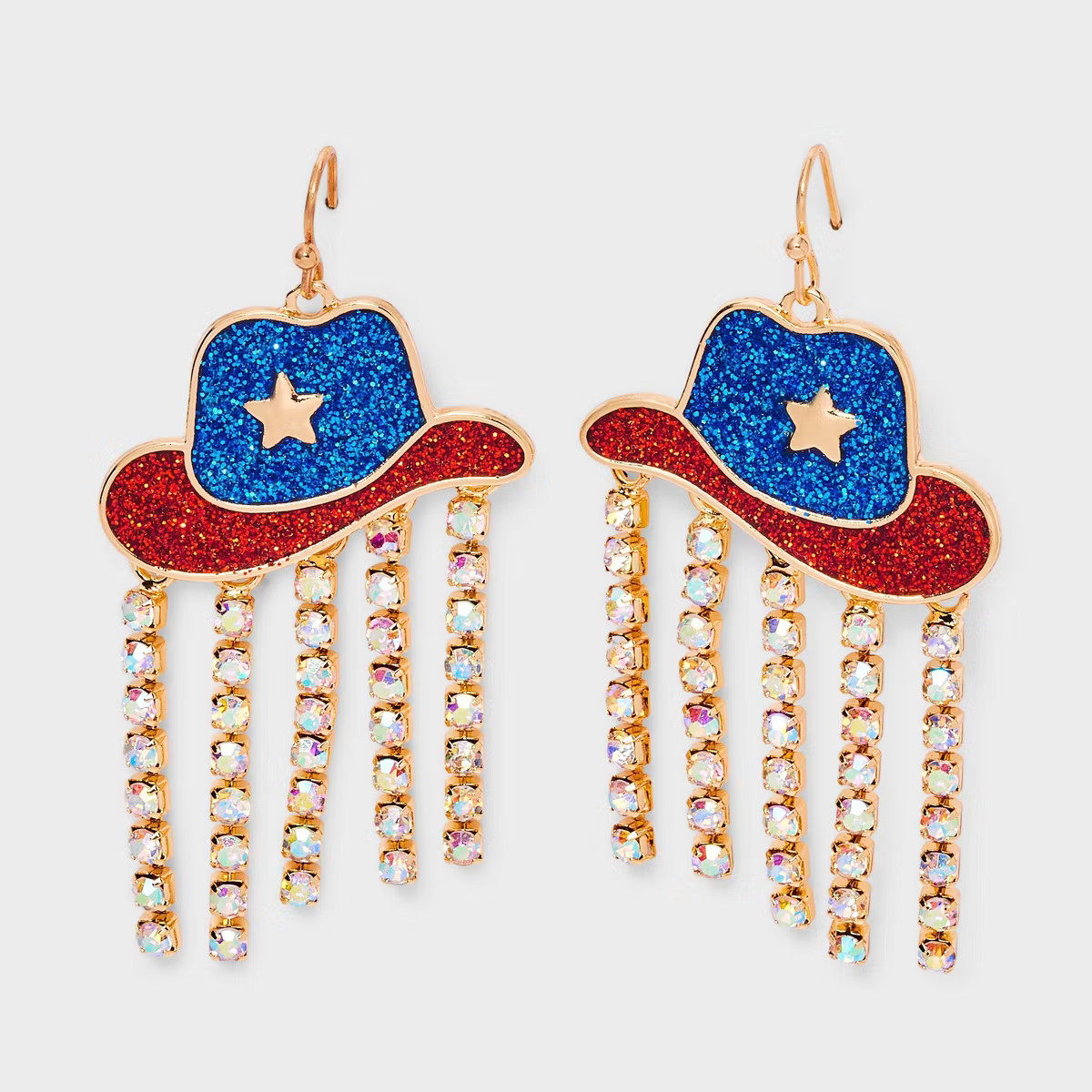 Americana Cowboy Hat with Rhinestone Drop Earrings - Blue/Red | Target