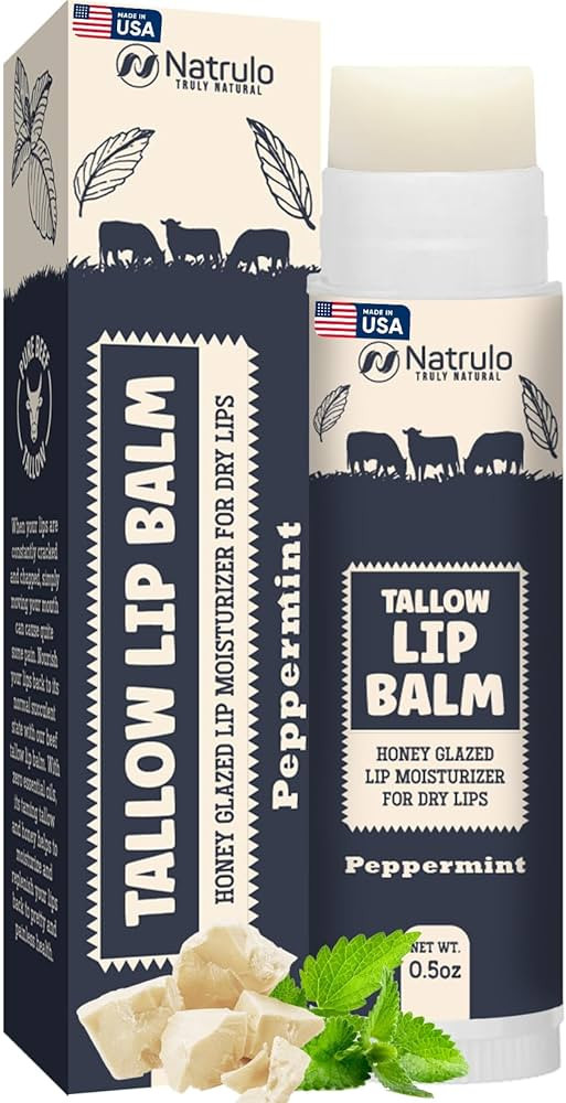 Beef Tallow Lip Balm – Natural Tallow Beeswax Chapstick – Hydrating Moisturizer Grass Fed Bis... | Amazon (US)