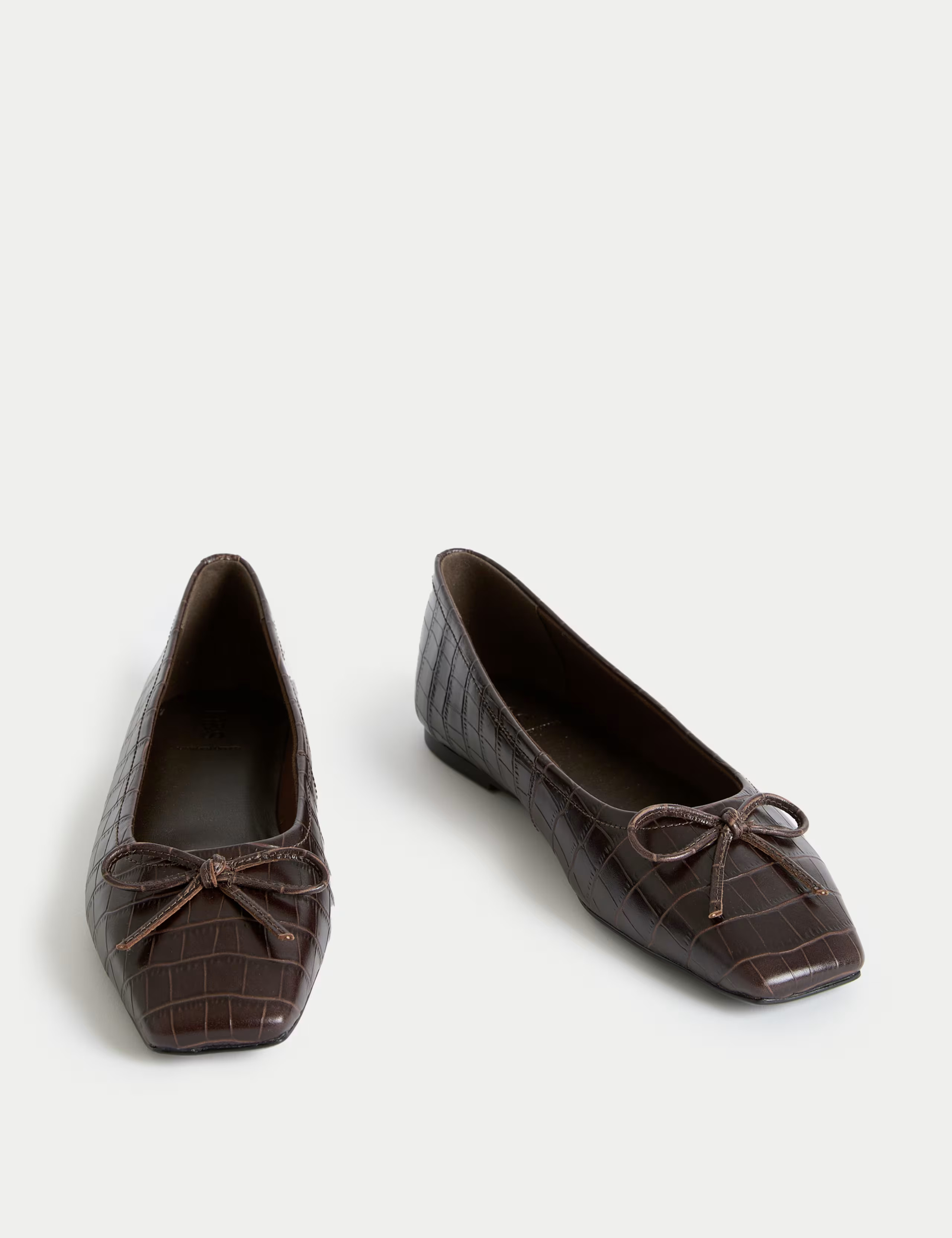Leather Croc Flat Square Toe Ballet Pumps | M&S | M&S | Marks & Spencer (UK)