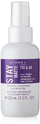 Rimmel London Stay Matte Fix & Go - 001 Transparent - 2-in-1 Primer & Setting Spray, Oil-Free, Locks Makeup into Place, Soothes Skin, 3.3 oz | Amazon (US)