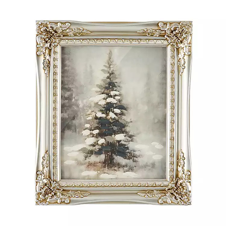 New! Snowy Tree with Ornate Framed Art | Kirklands
