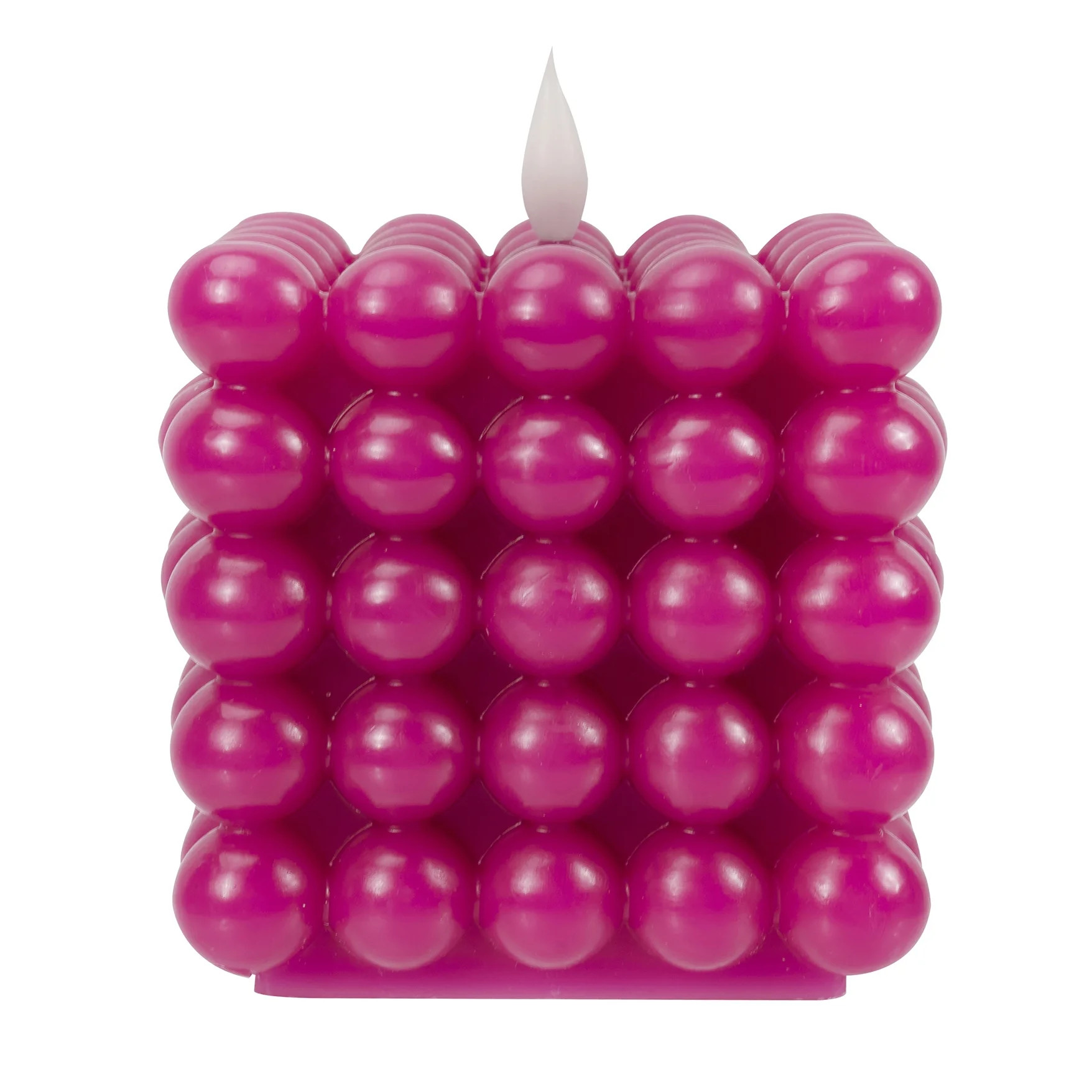 Mainstays Pink Square Wax Tabletop Candle with  Faux LED Flame, Bubble Design, 4.92"x4.13"x4.13" | Walmart (US)