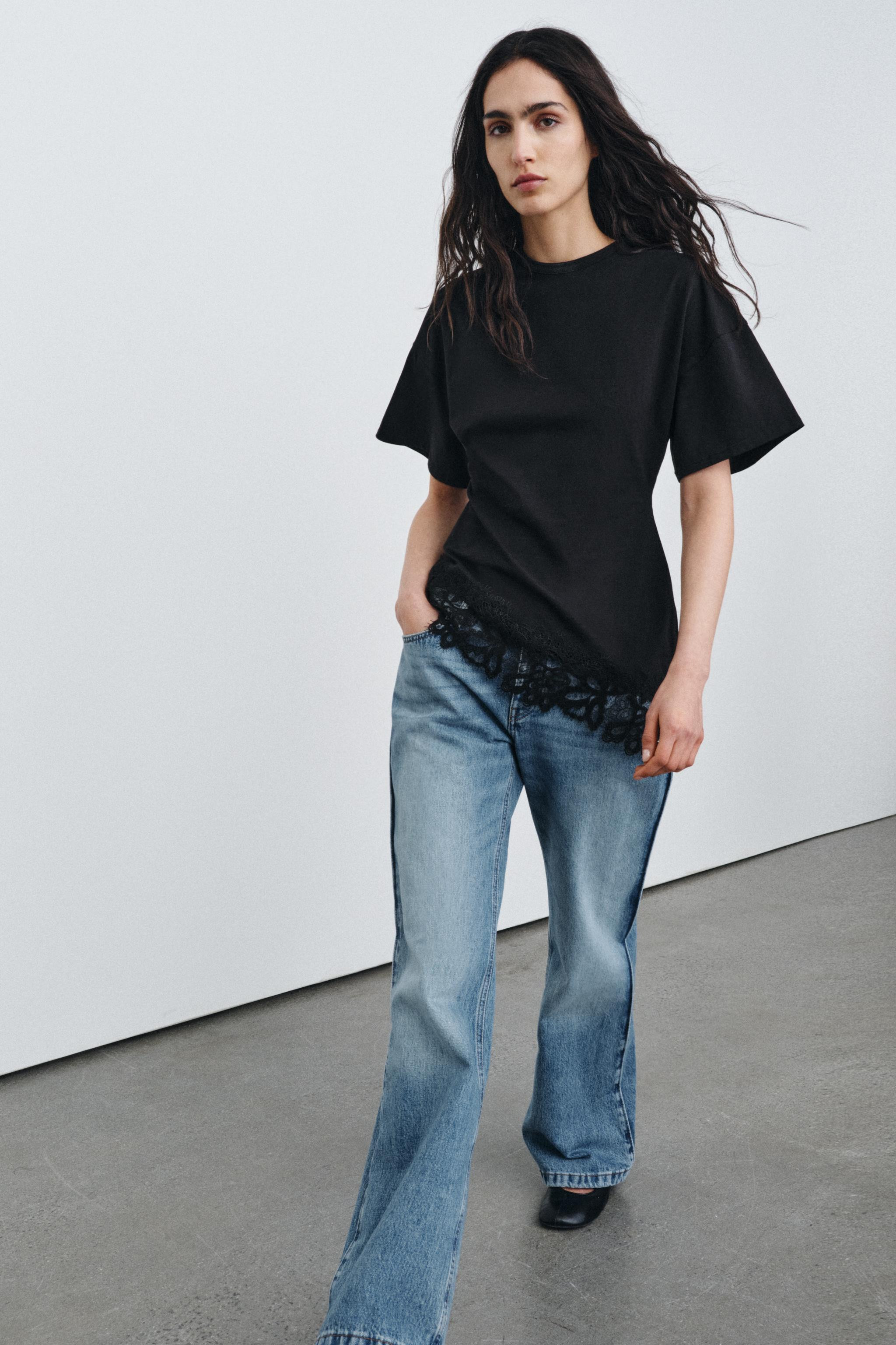 HEAVY COTTON LACE T-SHIRT | Zara UK