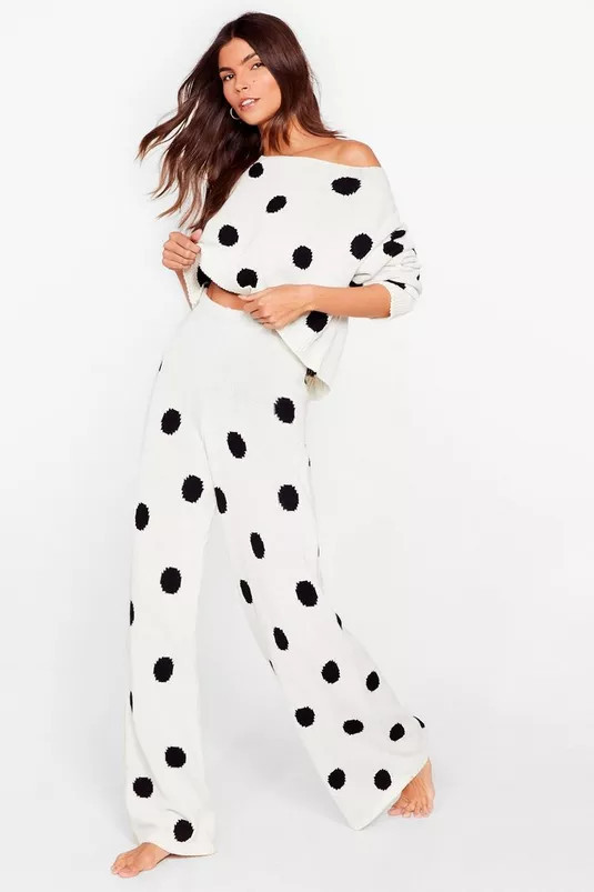 Polka Dot Wide Leg Loungewear Set | Nasty Gal (US)