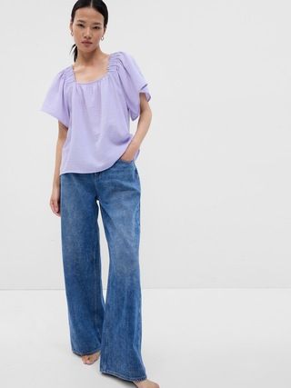 Gauze Flutter Sleeve Top | Gap Factory