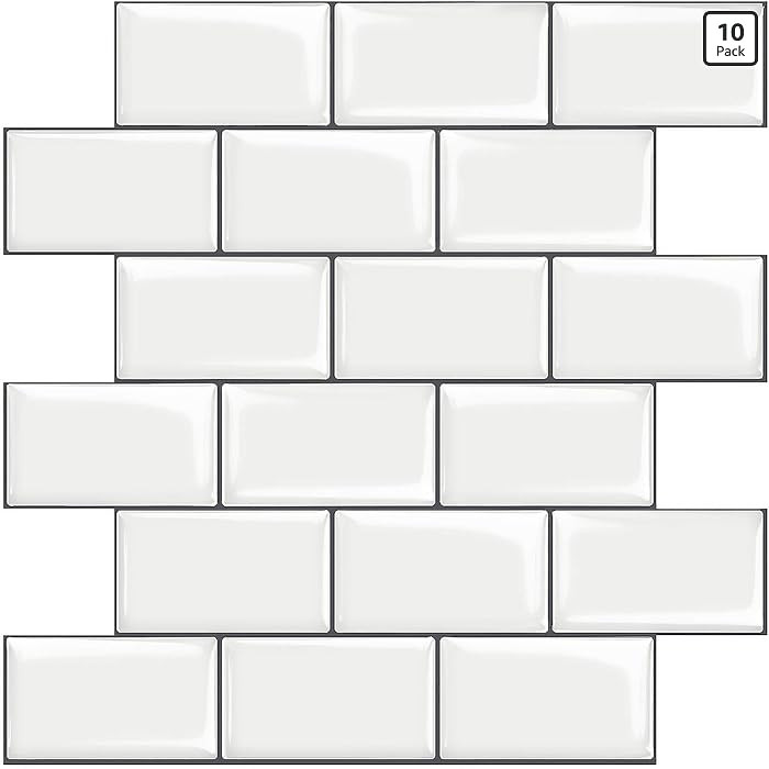 STICKGOO 10-Sheet White Subway Tiles Peel and Stick Backsplash, Stick on Tiles Kitchen Backsplash... | Amazon (US)