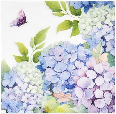 100 Pcs Hydrangea Floral Cocktail Beverage Napkins Hydrangeas Flowers Disposable Paper Dessert Na... | Amazon (US)