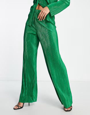 I Saw It First textured velvet plisse trousers co-ord in emerald green | ASOS (Global)