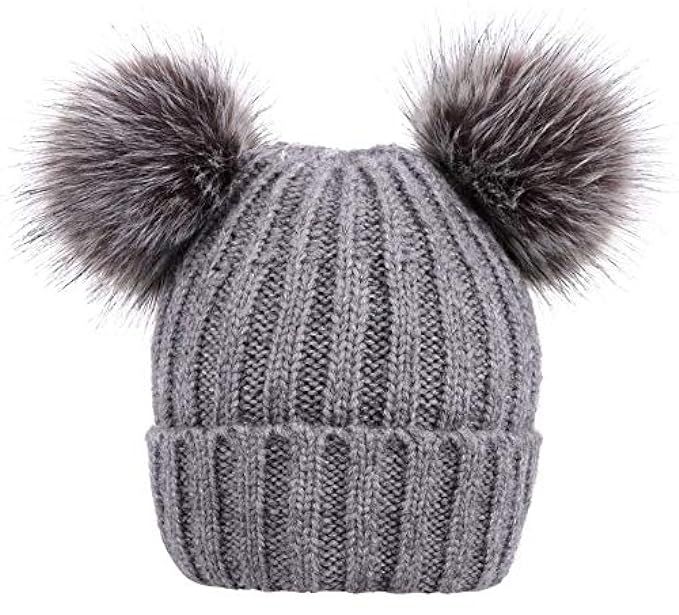ARCTIC Paw Cable Knit Beanie with Faux Fur Pompom Ears | Amazon (US)