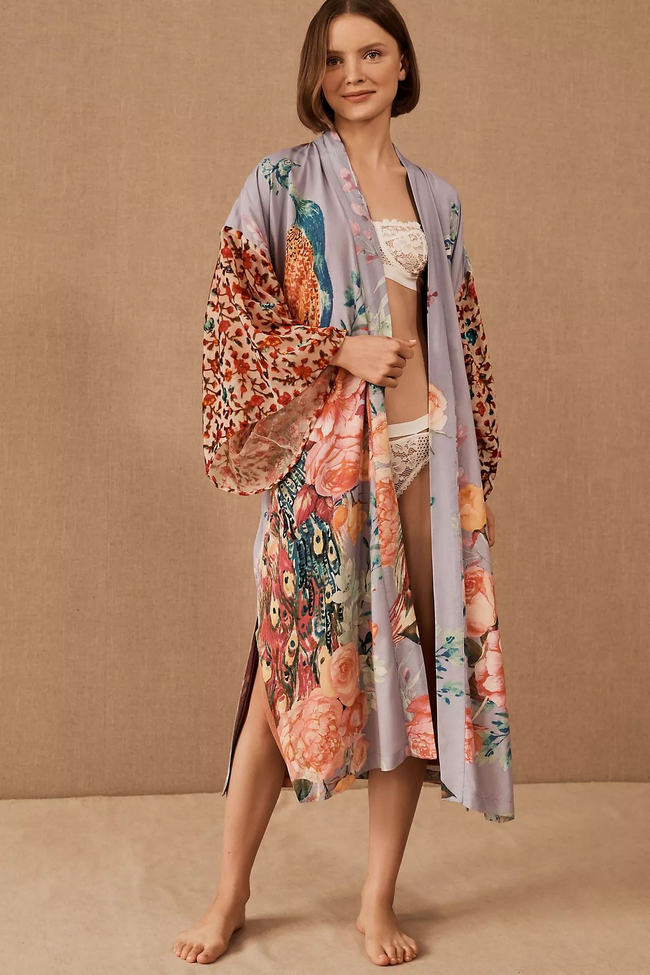 Aratta Bird Long Printed Robe | Anthropologie (US)