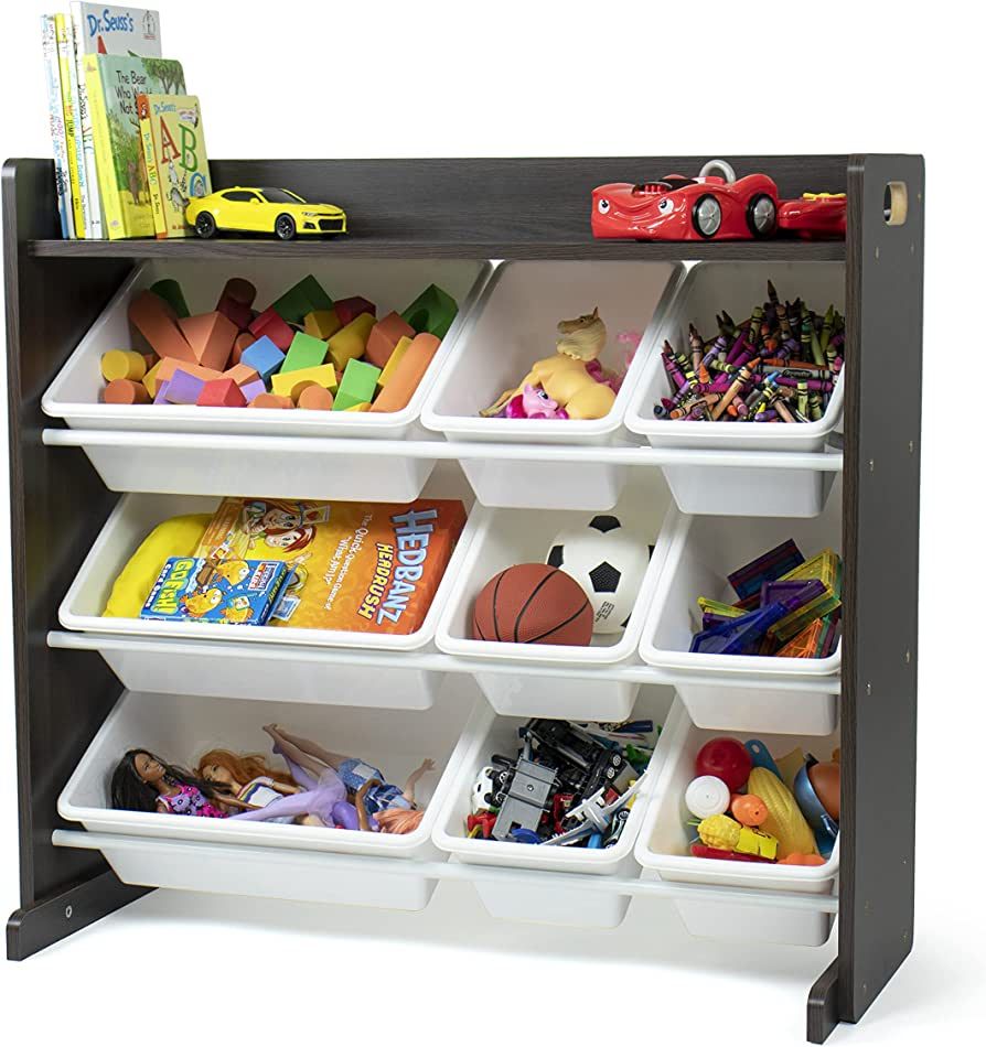 Humble Crew Toy Organizer with Shelf and 9 Storage Bins, Espresso/White | Amazon (US)