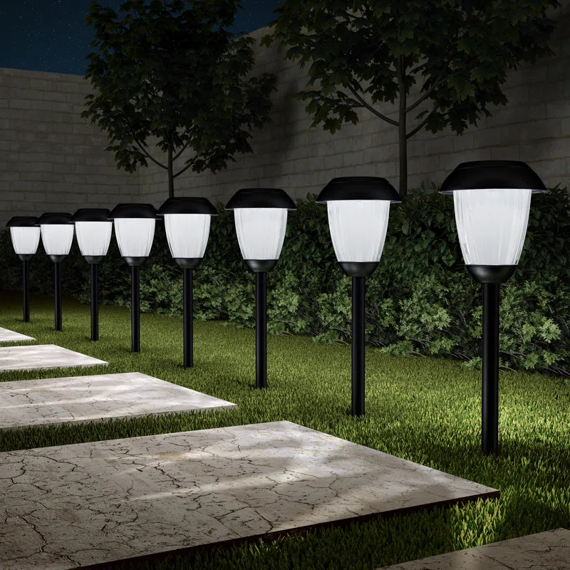 8 Solar Outdoor Lights - 16-Inch-Tall Stainless-Steel Stake Lights for Gardens, Walkways, Drivewa... | Wayfair North America