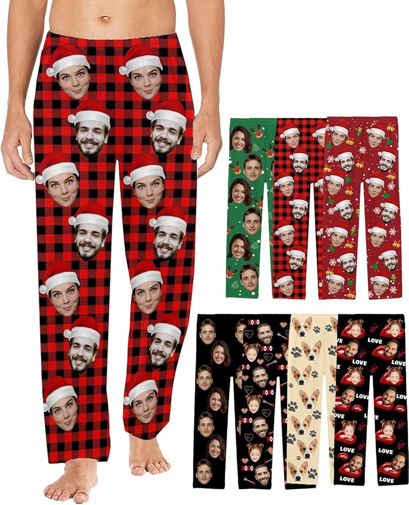 Personalized Pajamas Pants for Men Women Custom Face Pajamas Pants Customized Funny Dog Cat Pajam... | Amazon (US)