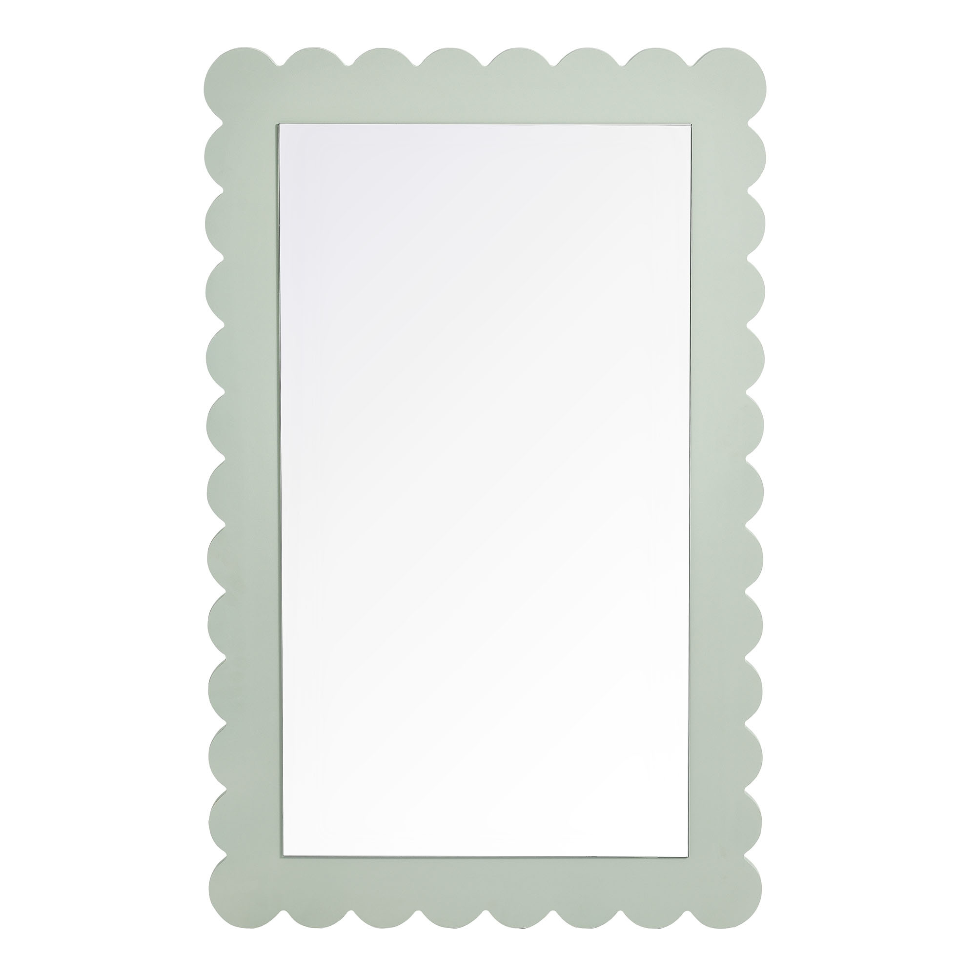 Emmeline Scalloped Rectangle Wall Mirror In Sage | 1stopbedrooms