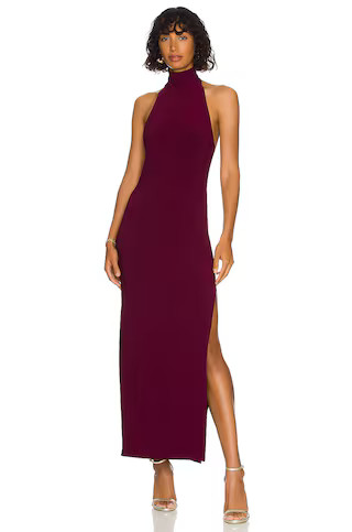 Norma Kamali x REVOLVE Turtle Halter Side Slit in Plum from Revolve.com | Revolve Clothing (Global)