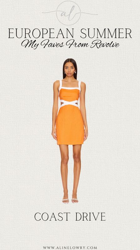 European summer outfit idea - coast drive. Love this orange dress with the white details. 

#LTKStyleTip #LTKU #LTKSeasonal
