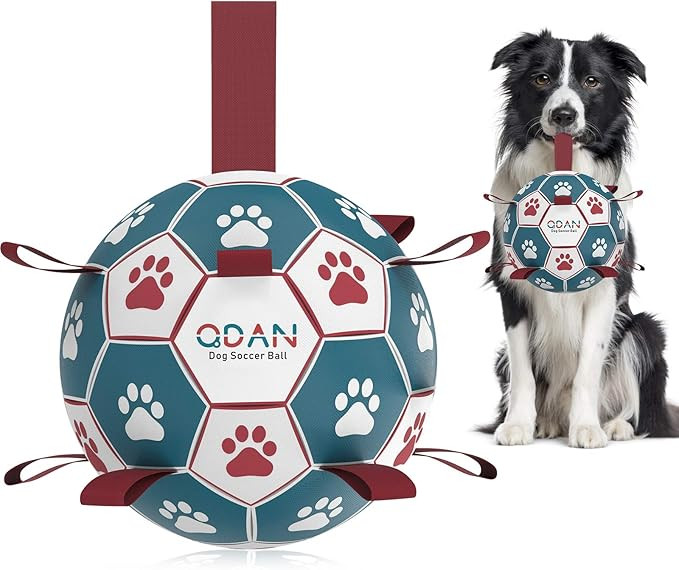 QDAN Dog Toys Soccer Ball with Straps, Interactive Toys for Tug of War, Puppy Birthday Toy, Dog W... | Amazon (US)