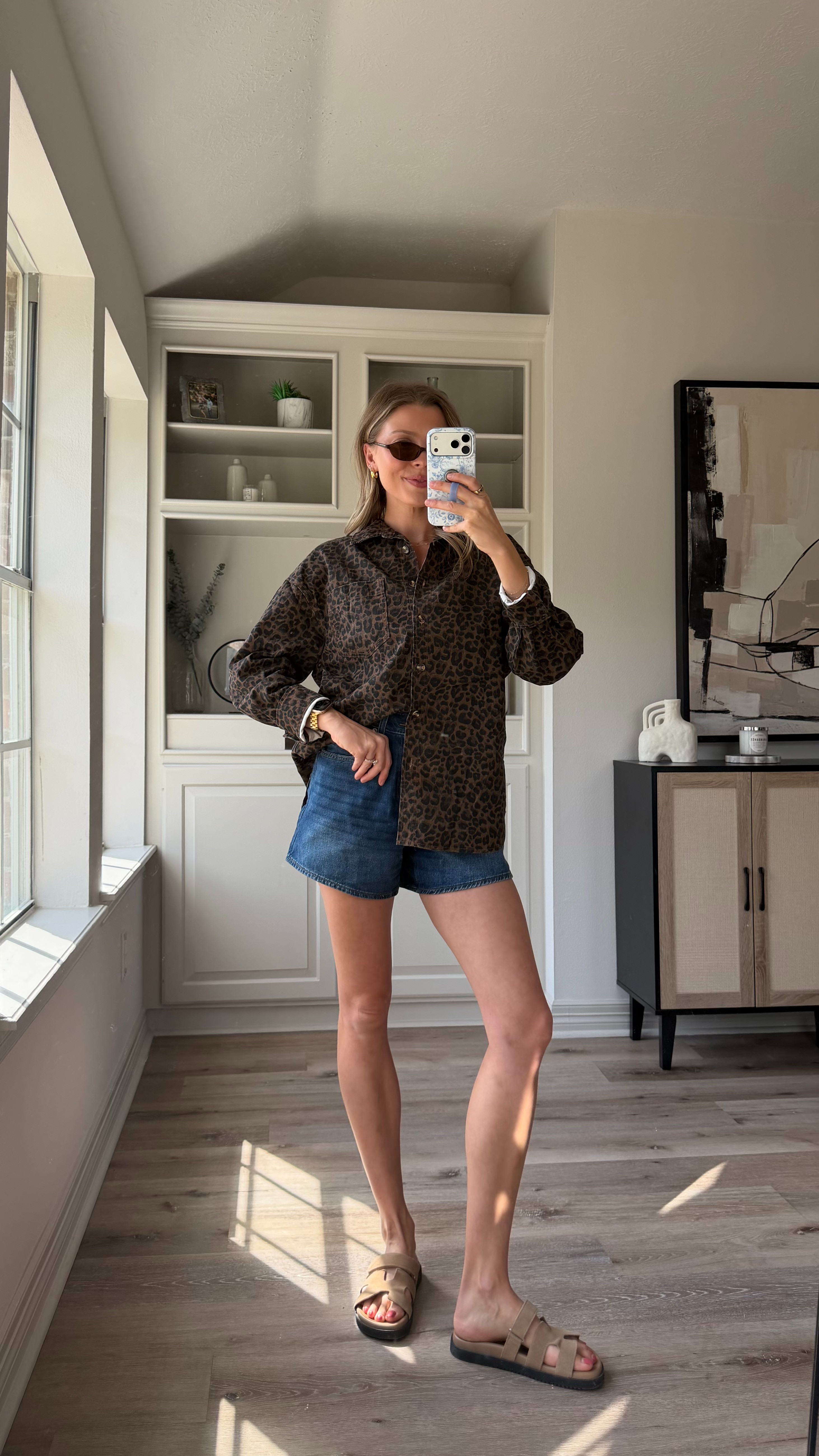 Easy fall mom outfit - LOVE these cinch shorts and this denim shirt is so fun for fall! Size M in shirt, S in tank, and 26 in shorts.
 

 #LTKootd #LTKSeasonal #LTKTall
