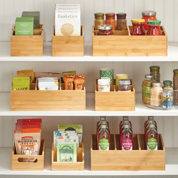 Loon Peak® Bamboo Kitchen Pantry Organizer Bin - Natural Wood | Wayfair North America