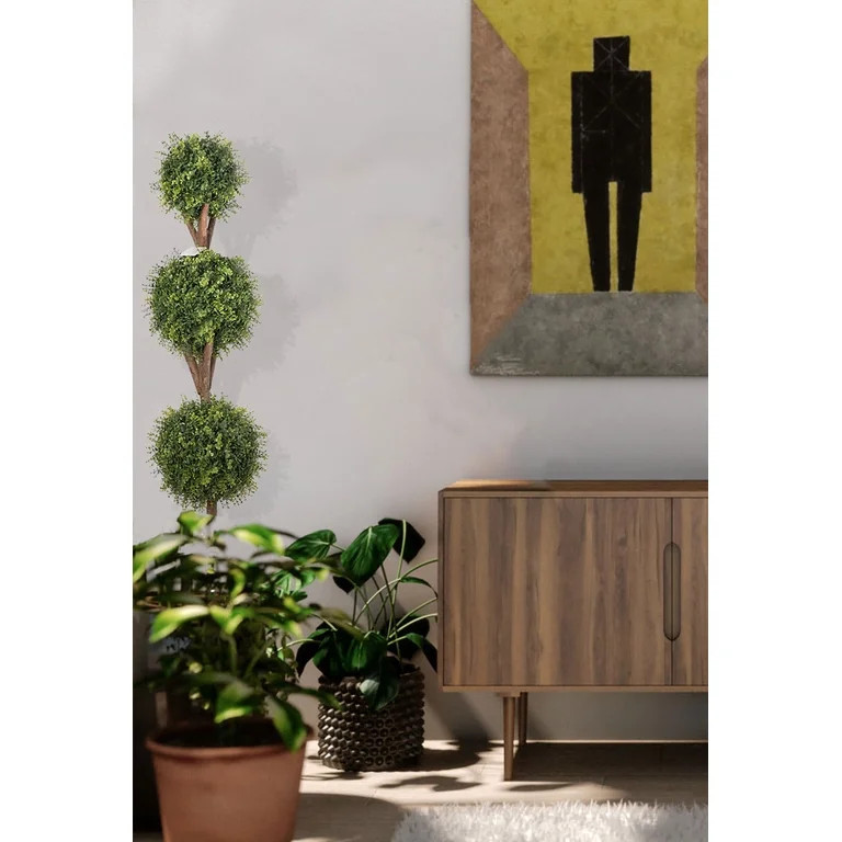 Topiary Artificial Tree,Fake Trees for Outdoor and Indoor,Faux Boxwood 3 Balls Topiary Tree,Front... | Walmart (US)