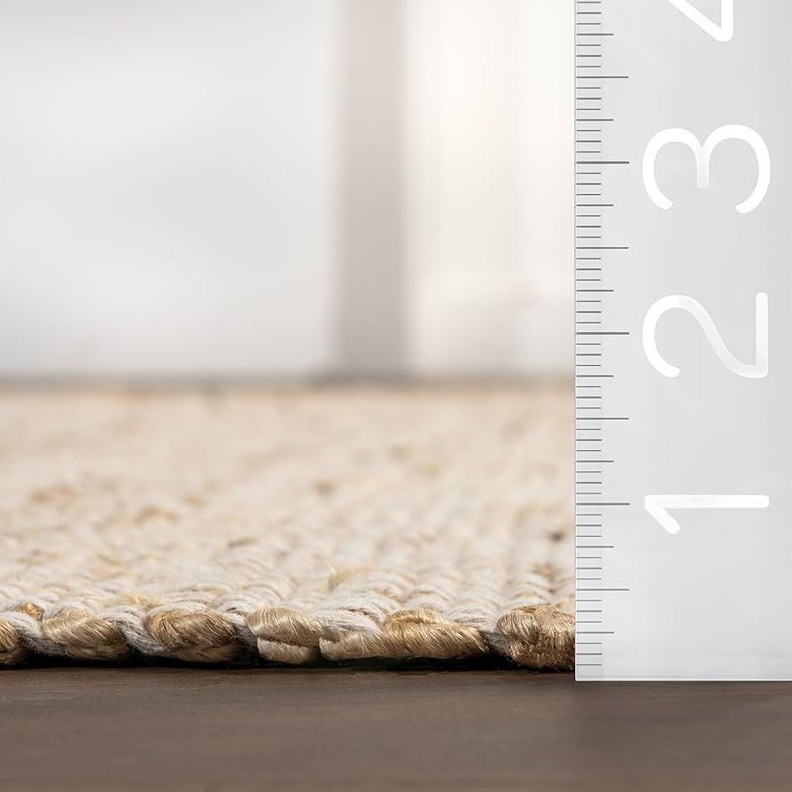 nuLOOM 2'6" x 6' Elfriede Jute & Cotton Hand Woven Area Rug, Natural, Solid Rustic Farmhouse Styl... | Amazon (US)