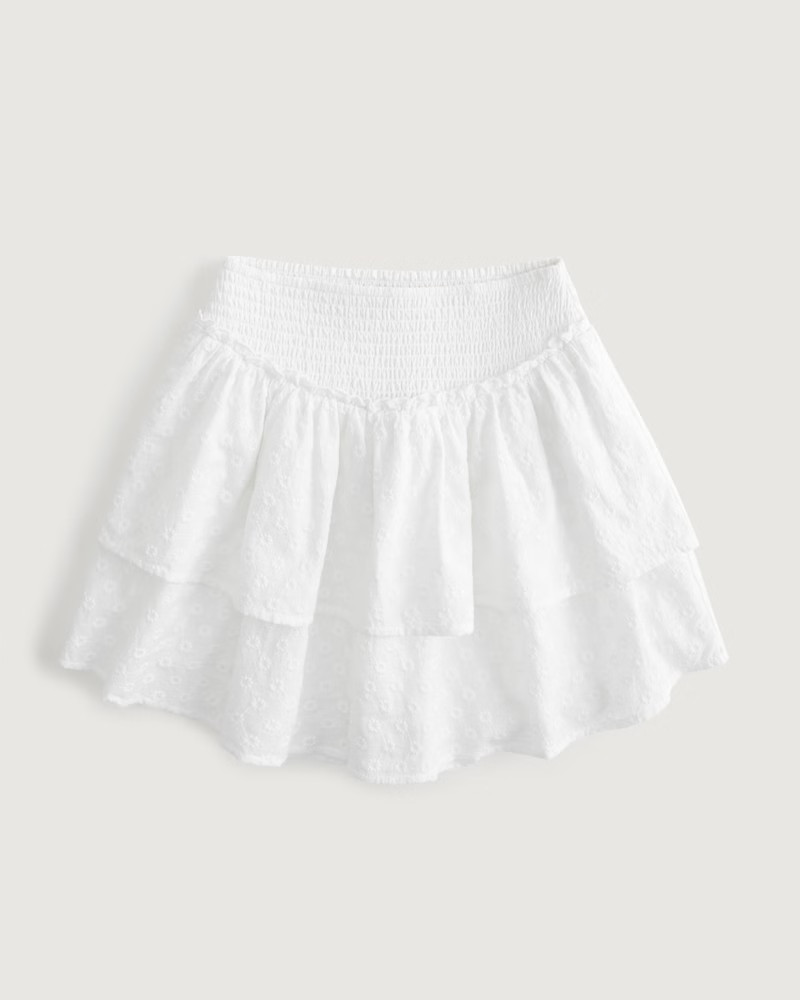 Ultra High-Rise Embroidered Tiered Skort | Hollister (US)