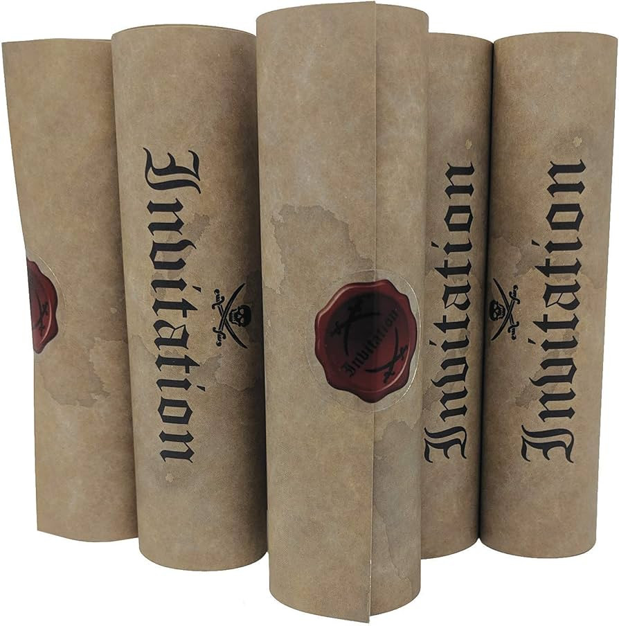20 Pirate Birthday Invitations for Children Boys and Girls Unique Roll up Like Real Pirate Scroll... | Amazon (US)